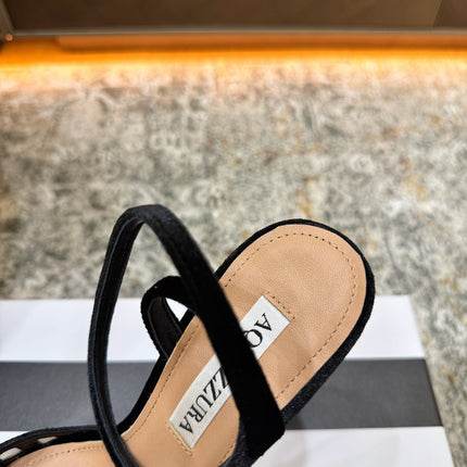 AQUAZZURA 26S HIGH-HEEL SANDALS 130 MM IN BLACK VELVET