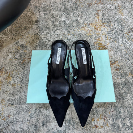 AQUAZZURA 26S SLINGBACK 60 MM IN BLACK SUEDE