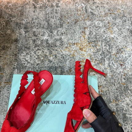 AQUAZZURA 26S SLINGBACK 60 MM IN RED SUEDE