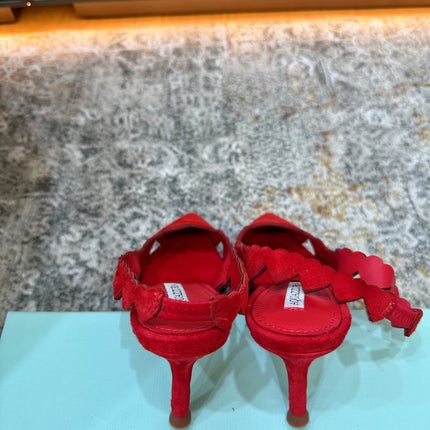 AQUAZZURA 26S SLINGBACK 60 MM IN RED SUEDE
