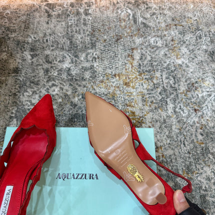 AQUAZZURA 26S SLINGBACK 60 MM IN RED SUEDE