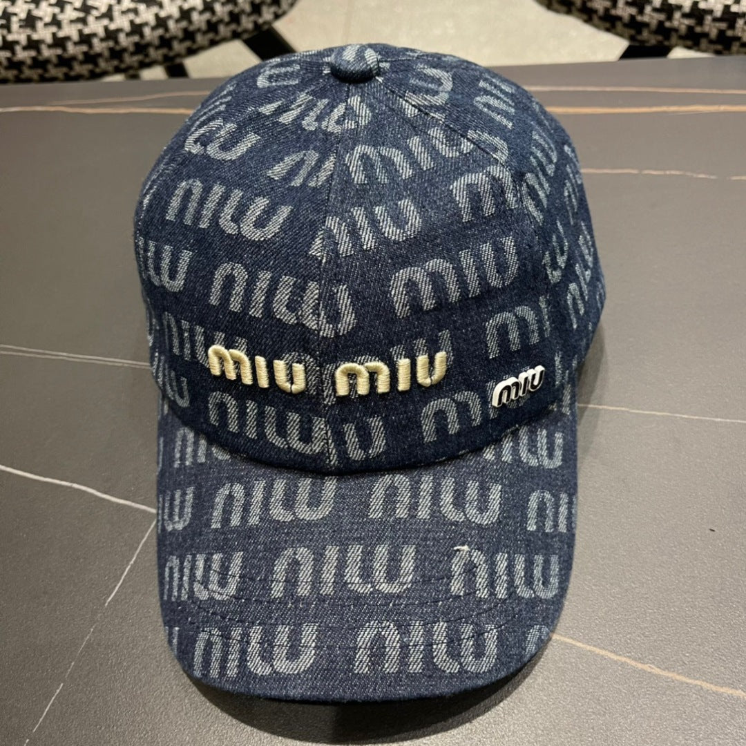 MIUMIU BASEBALL CAP IN BLUE DENIM