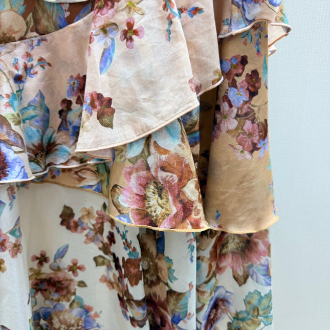 ZIMMERMANN 26S FLORAL CASCADE MIDI DRESS STYLE 157