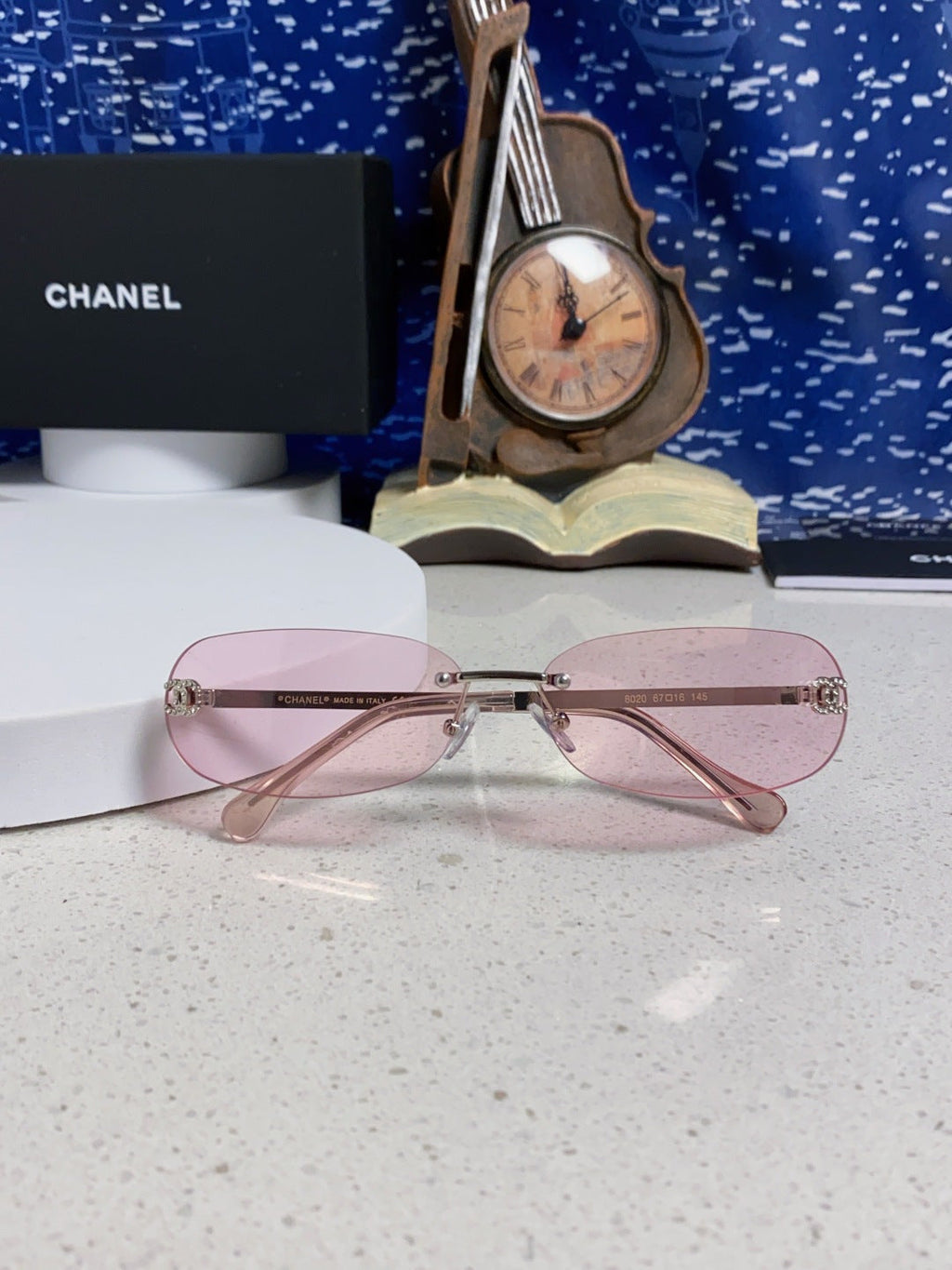 CHANEL RECTANGLE SUNGLASSES PINK IN METAL 948114