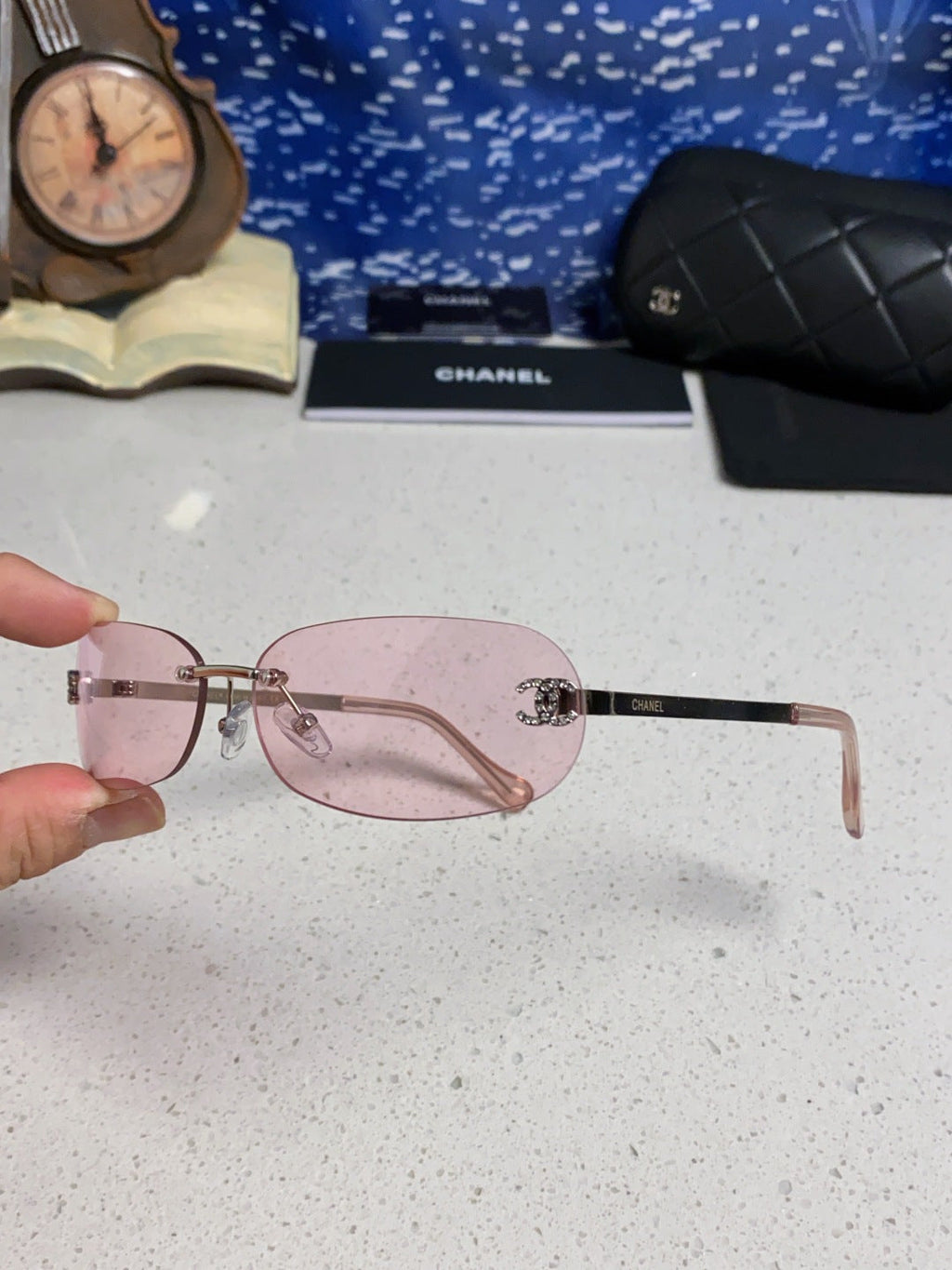 CHANEL RECTANGLE SUNGLASSES PINK IN METAL 948114