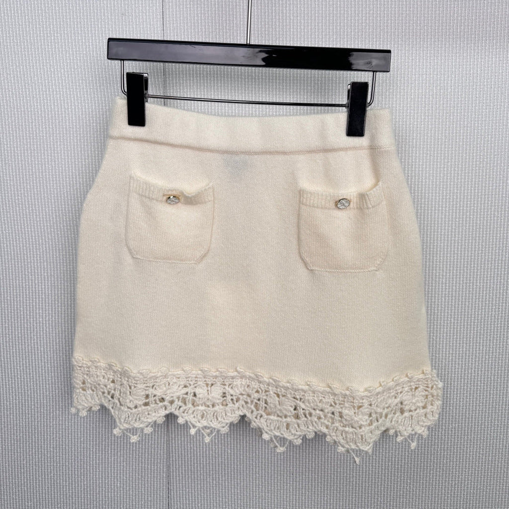 CHANEL 25S KNITTED LACE MIDI SKIRT 416