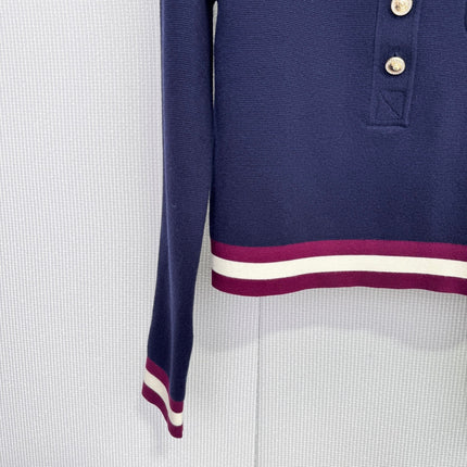 CHANEL 25S LONG-SLEEVE KNIT POLO SHIRT 589