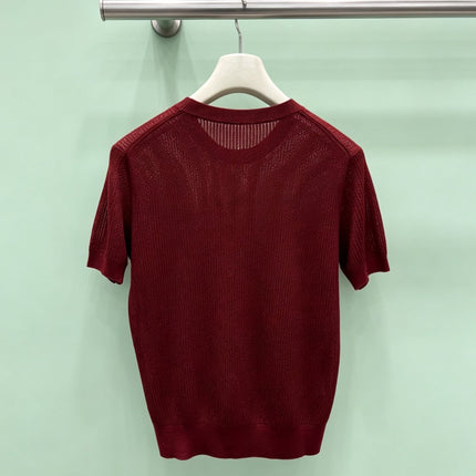 LORO PIANA 26S SHORT-SLEEVE CREW-NECK KNIT TOP 872