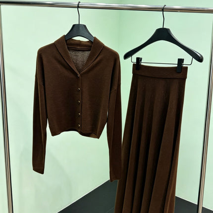 LORO PIANA 26S KNIT CARDIGAN & MAXI SKIRT SET 871