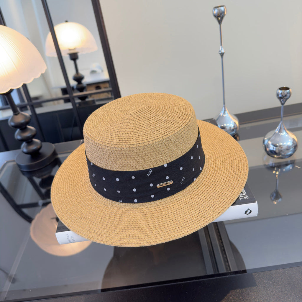 MIUMIU FLAT-BRIM STRAW HAT STYLE 15