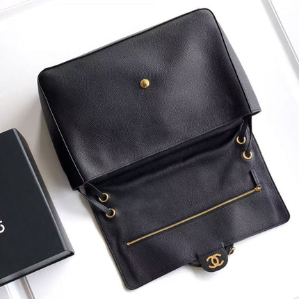 CHANEL 26S SOUPLISSIMO MAXI FLAP 39 IN BLACK GRAINED CALFSKIN GOLD HARDWARE