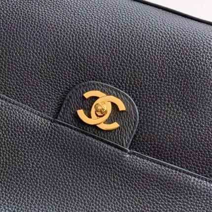 CHANEL 26S SOUPLISSIMO MAXI FLAP 39 IN BLACK GRAINED CALFSKIN GOLD HARDWARE