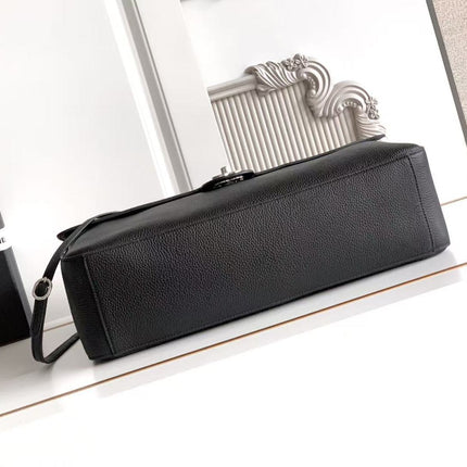 CHANEL 26S SOUPLISSIMO MAXI FLAP 39 IN BLACK GRAINED CALFSKIN SILVER HARDWARE