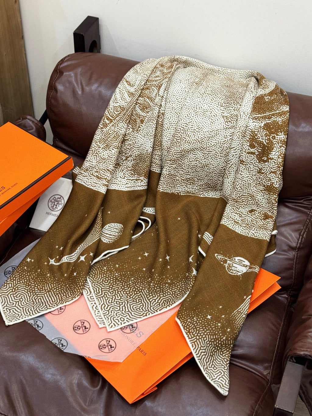 HERMES 25S SCARF 140 IN SILK CASHMERE 987421