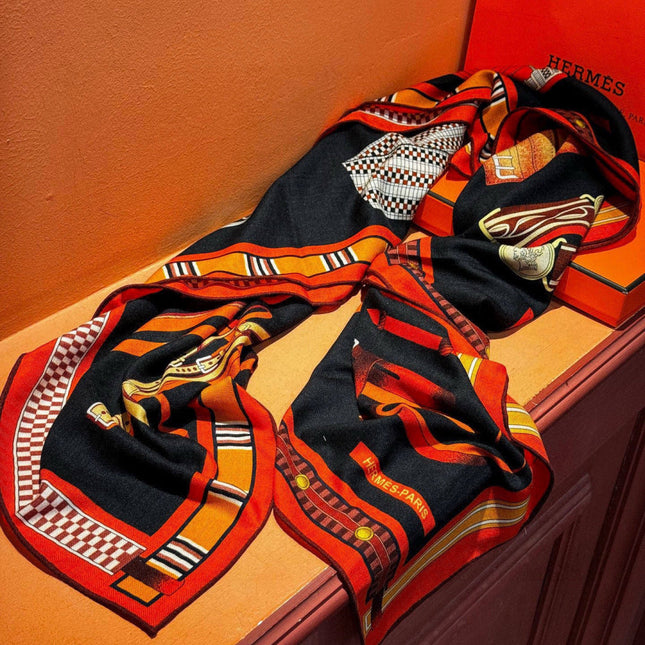 HERMES 25S SCARF 140 IN SILK CASHMERE 989480