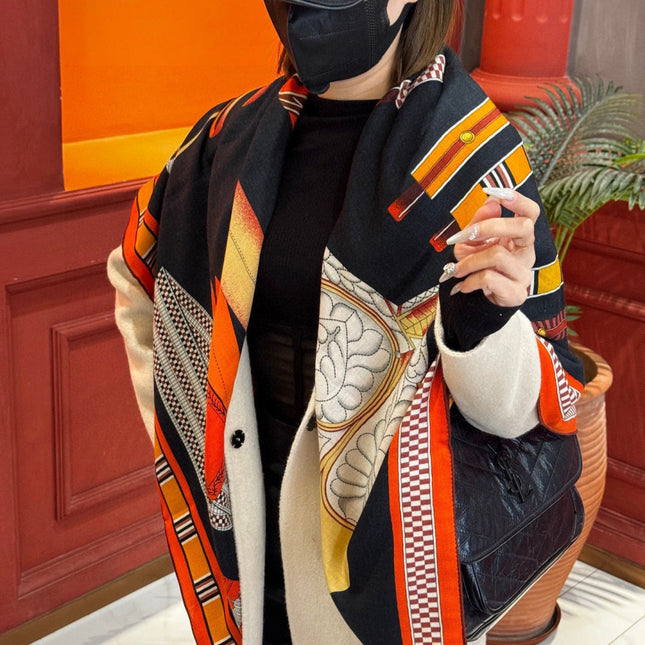 HERMES 25S SCARF 140 IN SILK CASHMERE 989480