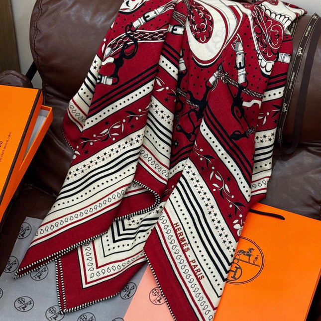HERMES 25S SCARF 140 IN SILK CASHMERE 991679