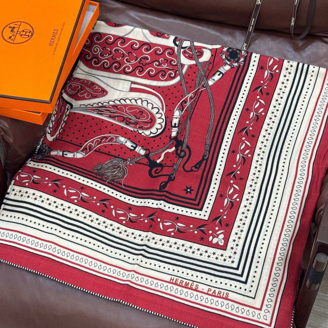 HERMES 25S SCARF 140 IN SILK CASHMERE 991679
