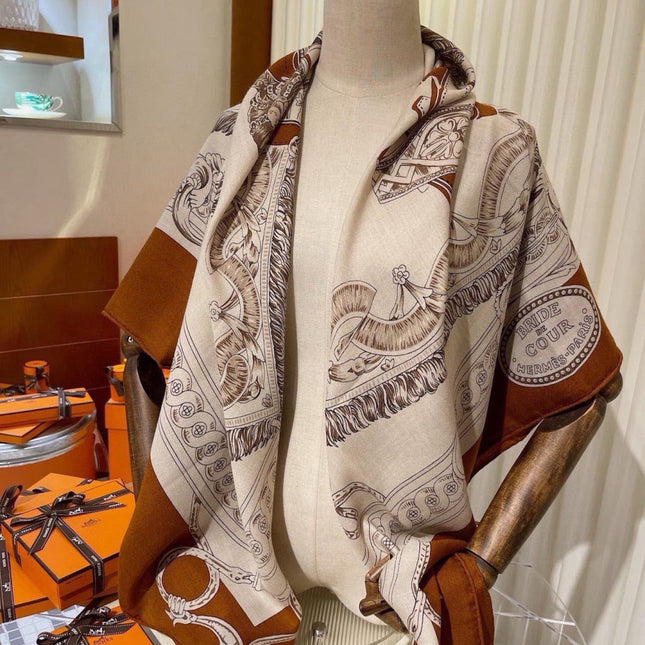 HERMES 26S SCARF 140 IN CASHMERE AND SILK 303354