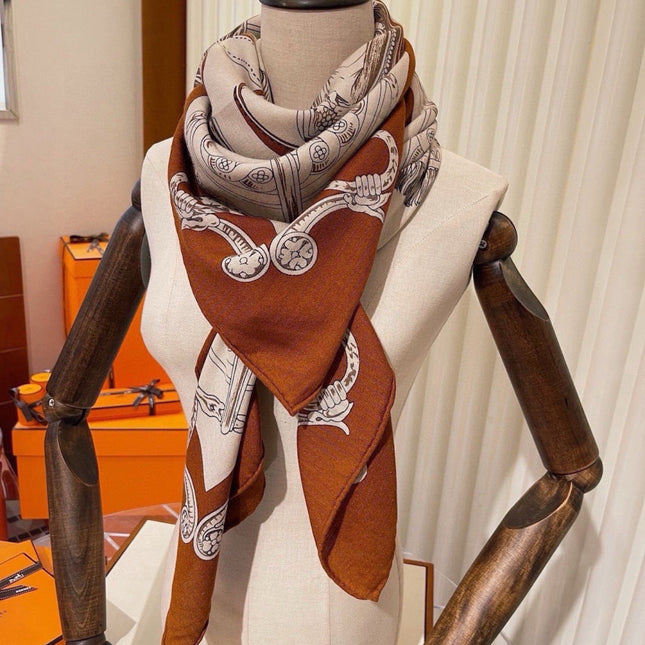 HERMES 26S SCARF 140 IN CASHMERE AND SILK 303354
