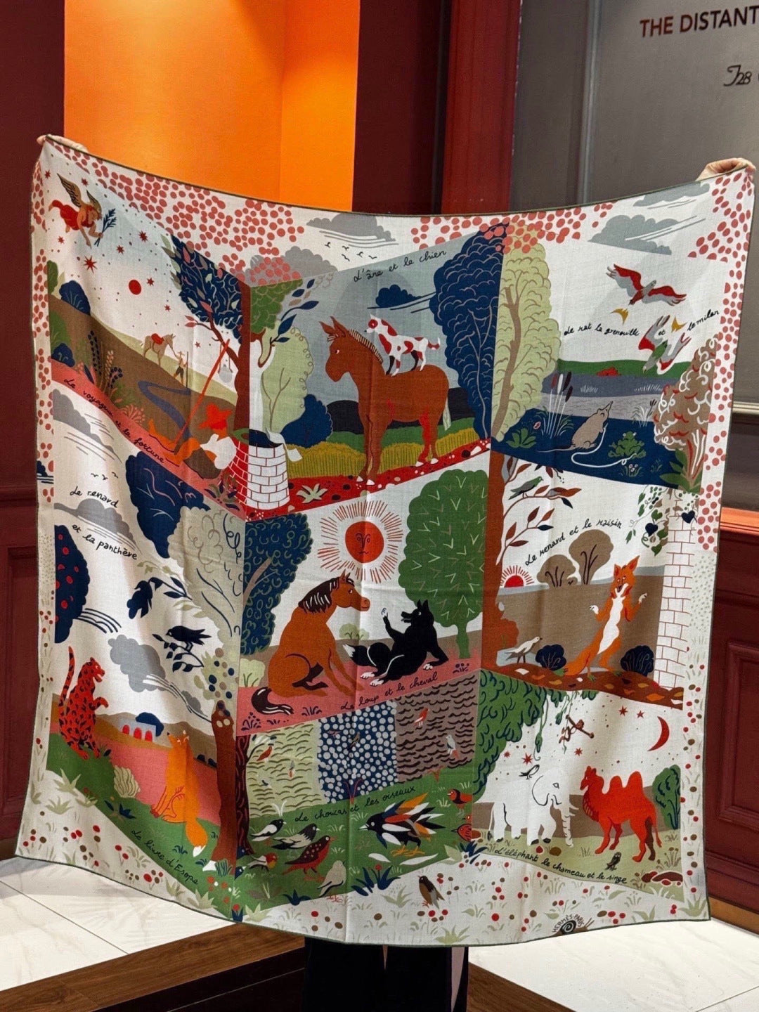 HERMES 26S SCARF 140 IN CASHMERE AND SILK 303102