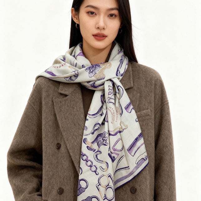 HERMES 26S SCARF 140 IN CASHMERE AND SILK 303155