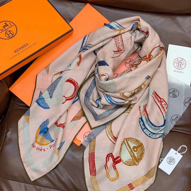 HERMES 26S SCARF 140 IN CASHMERE AND SILK 303158