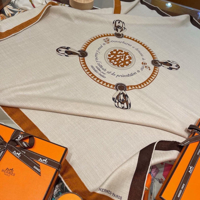 HERMES 26S SCARF 140 IN CASHMERE AND SILK 304240