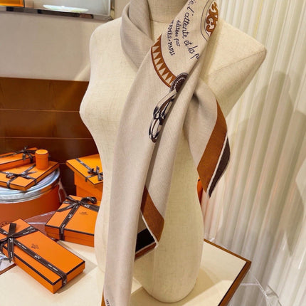 HERMES 26S SCARF 140 IN CASHMERE AND SILK 304240