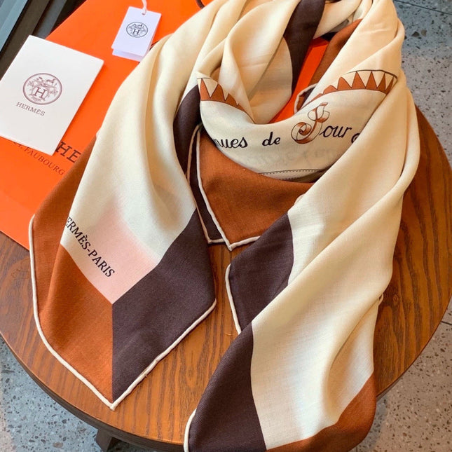 HERMES 26S SCARF 140 IN CASHMERE AND SILK 304243
