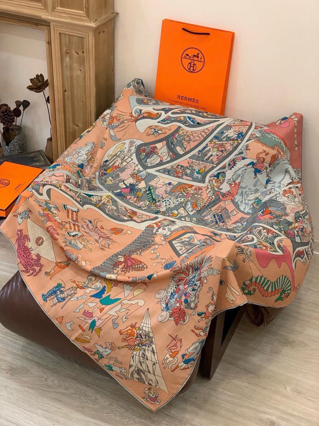 HERMES 26S SCARF 135 IN CASHMERE AND SILK 304245