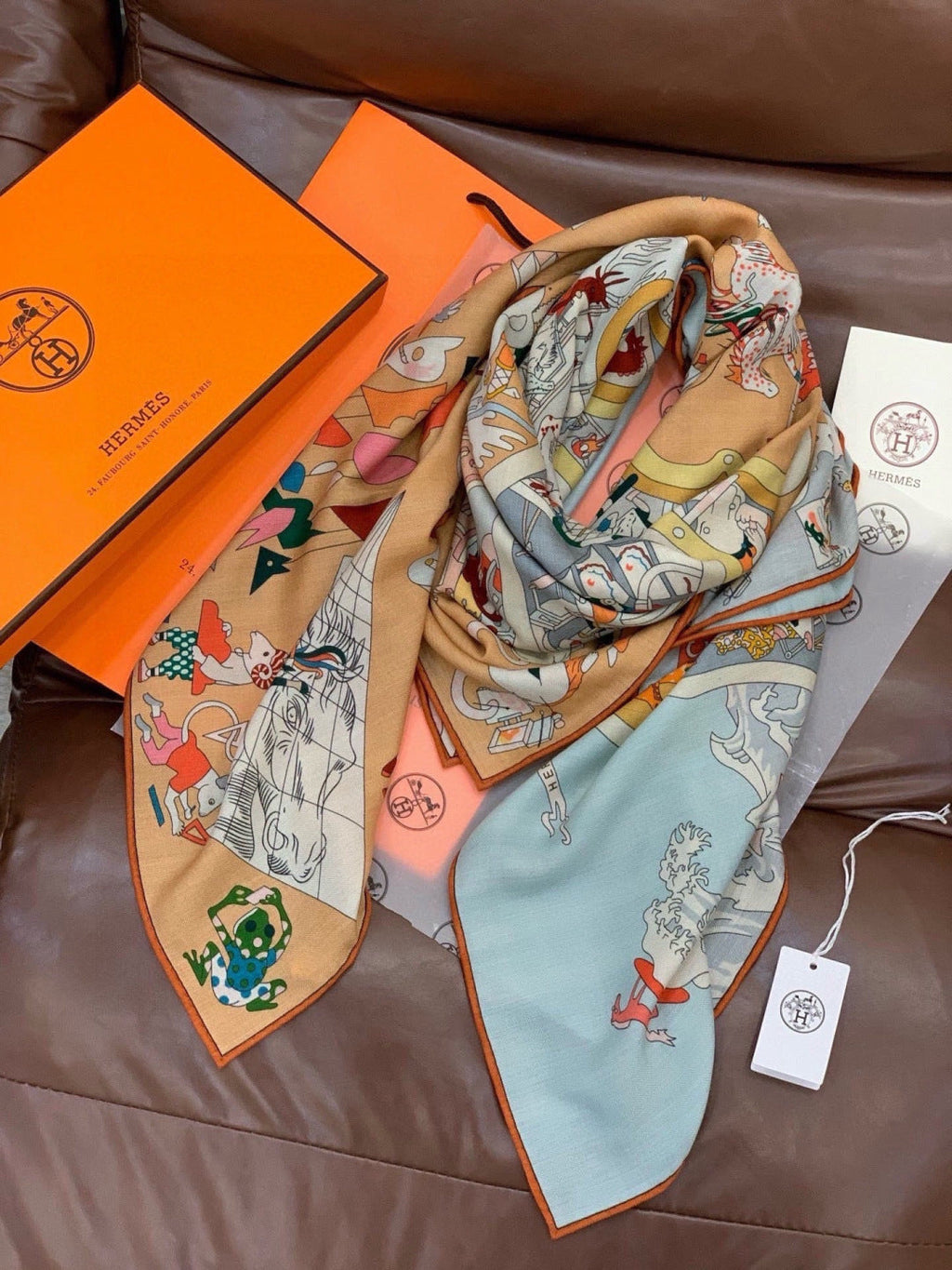 HERMES 26S SCARF 135 IN CASHMERE AND SILK 304246