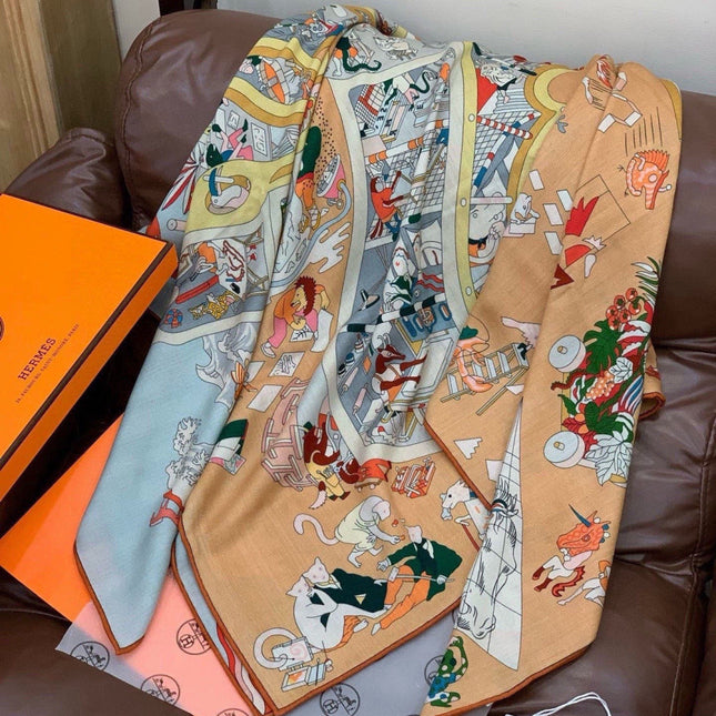 HERMES 26S SCARF 135 IN CASHMERE AND SILK 304246