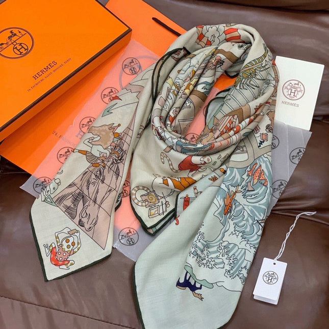 HERMES 26S SCARF 135 IN CASHMERE AND SILK 304247