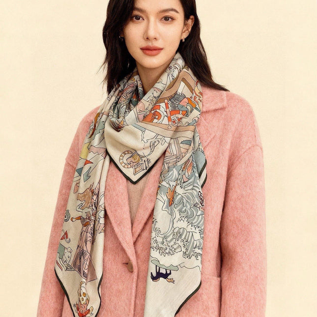 HERMES 26S SCARF 135 IN CASHMERE AND SILK 304248