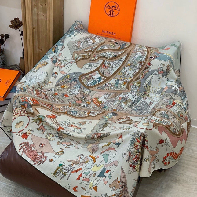 HERMES 26S SCARF 135 IN CASHMERE AND SILK 304248