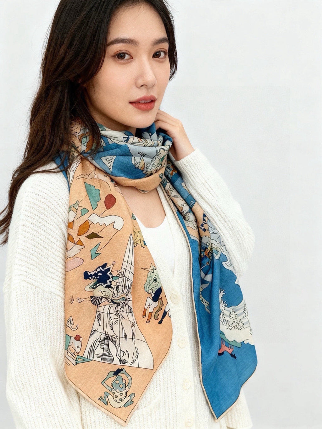 HERMES 26S SCARF 135 IN CASHMERE AND SILK 304249