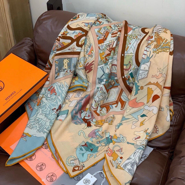 HERMES 26S SCARF 135 IN CASHMERE AND SILK 304250