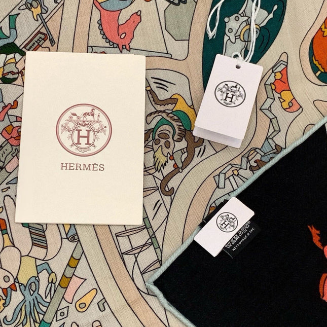 HERMES 26S SCARF 135 IN CASHMERE AND SILK 304251