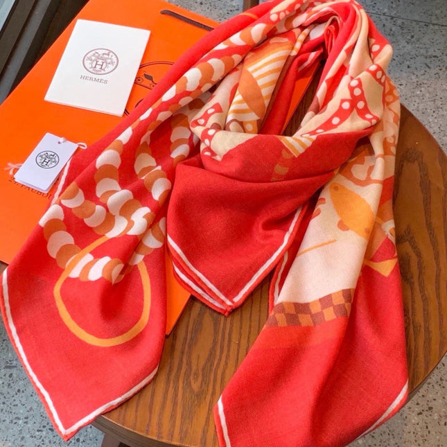 HERMES 26S SCARF 140 IN CASHMERE AND SILK 304706