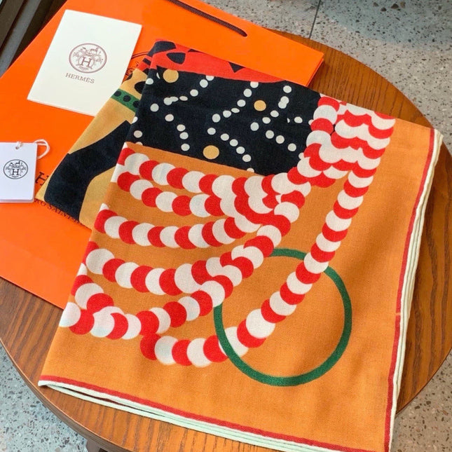 HERMES 26S SCARF 140 IN CASHMERE AND SILK 304707