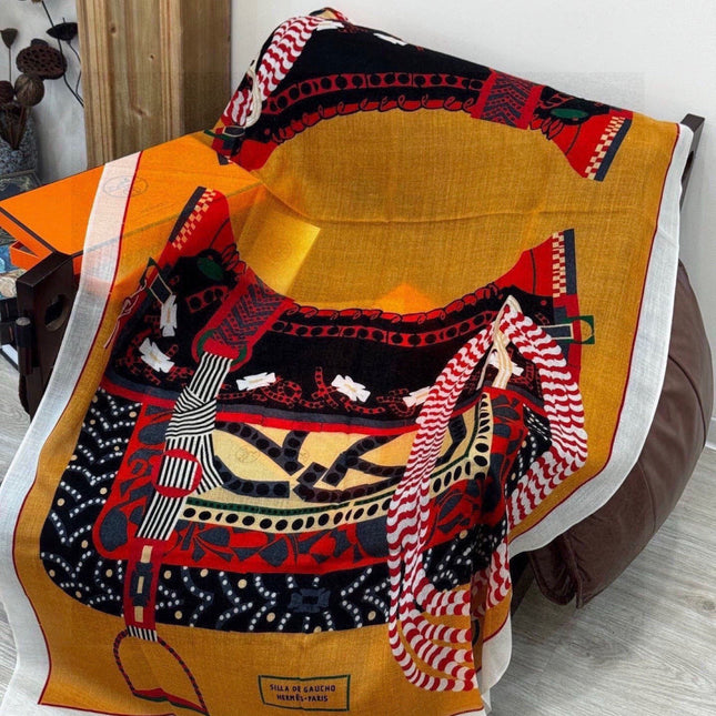 HERMES 26S LONG SCARF 200 IN CASHMERE AND SILK 306083