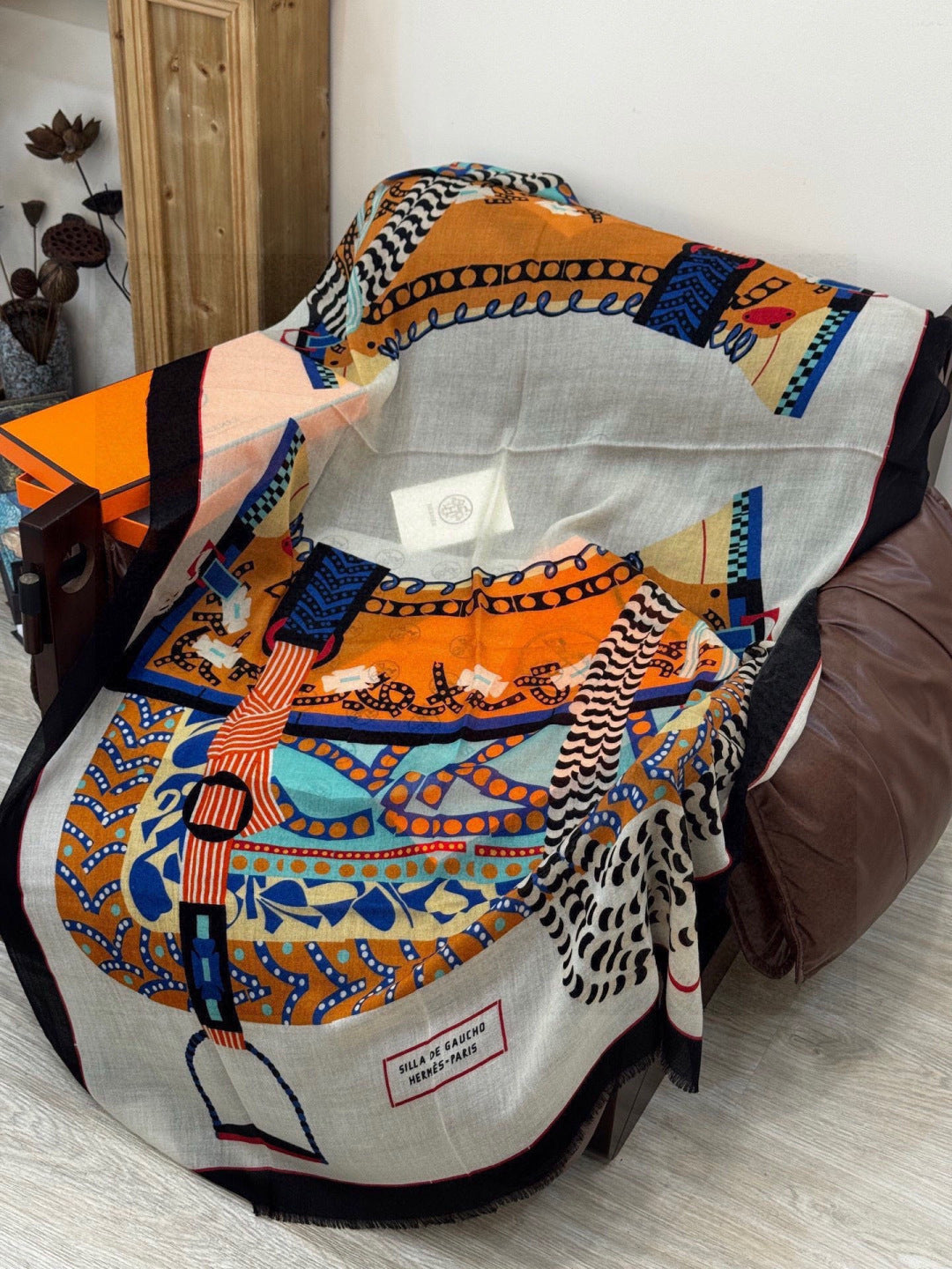 HERMES 26S LONG SCARF 200 IN CASHMERE AND SILK 306084