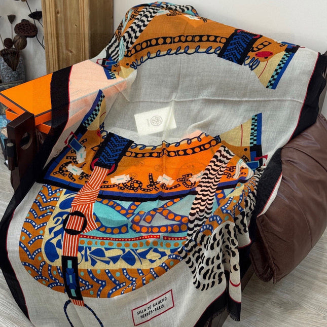 HERMES 26S LONG SCARF 200 IN CASHMERE AND SILK 306084
