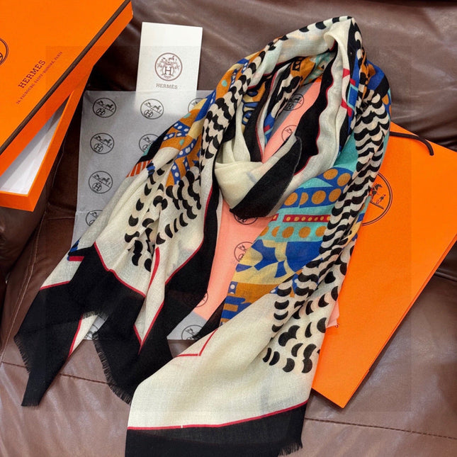 HERMES 26S LONG SCARF 200 IN CASHMERE AND SILK 306084