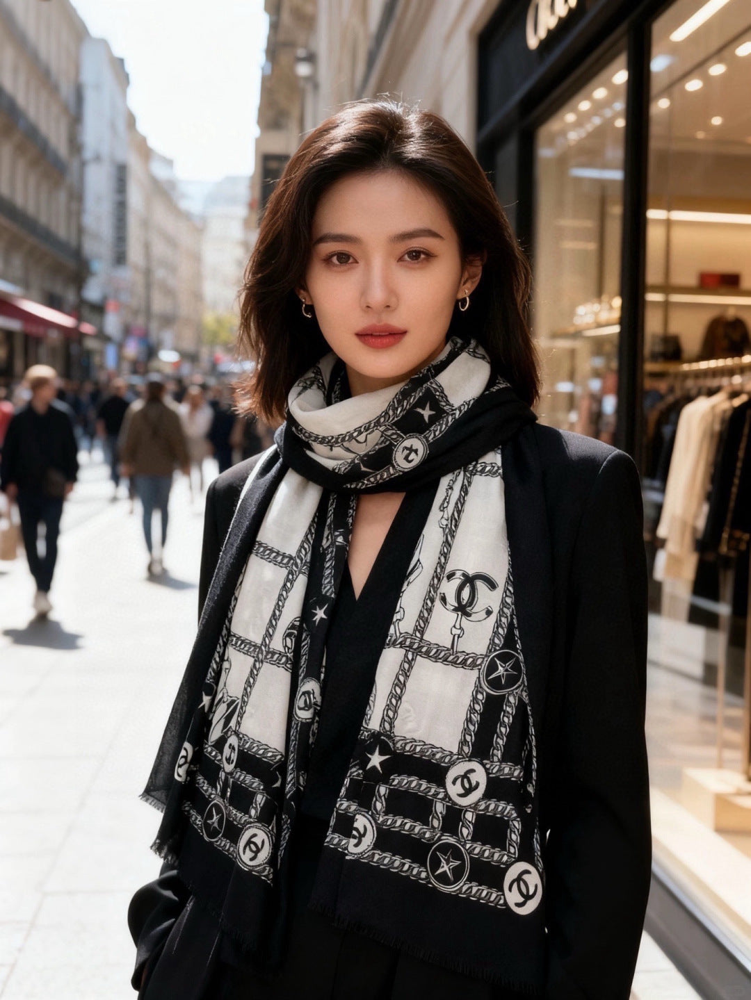 CHANEL 26S SCARF 200 IN CASHMERE AND SILK 306103