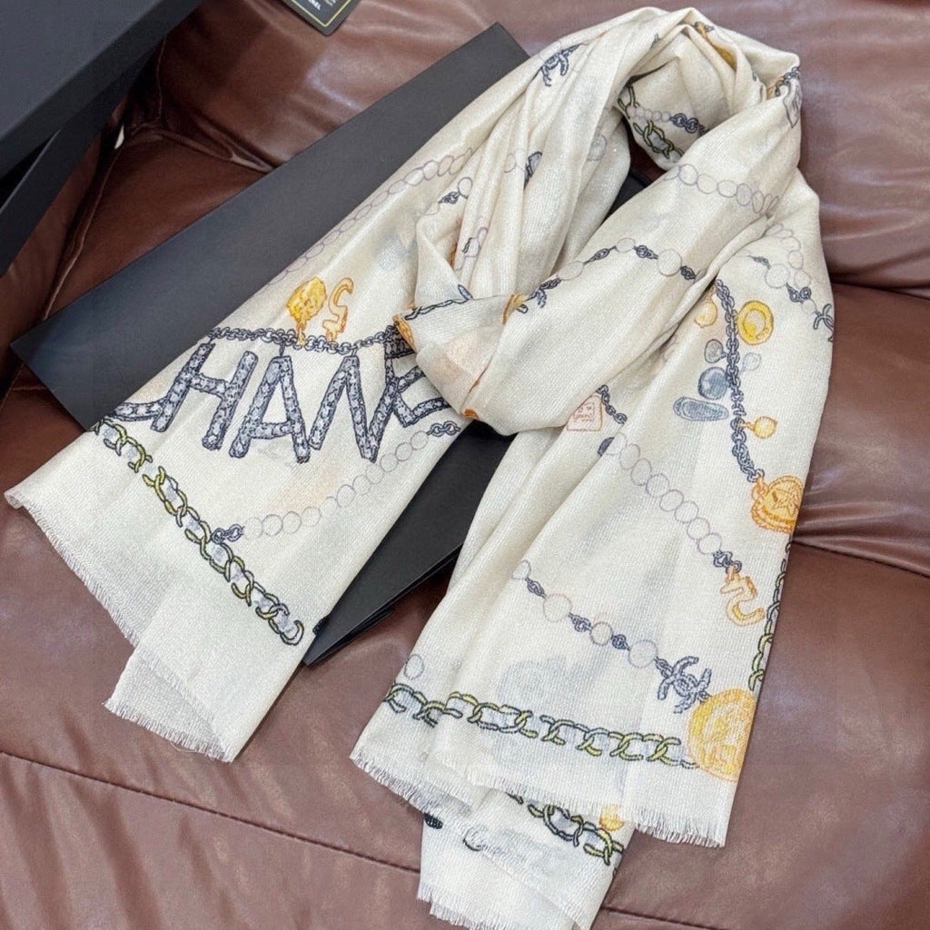 CHANEL 26S SCARF 200 IN CASHMERE AND SILK 307228