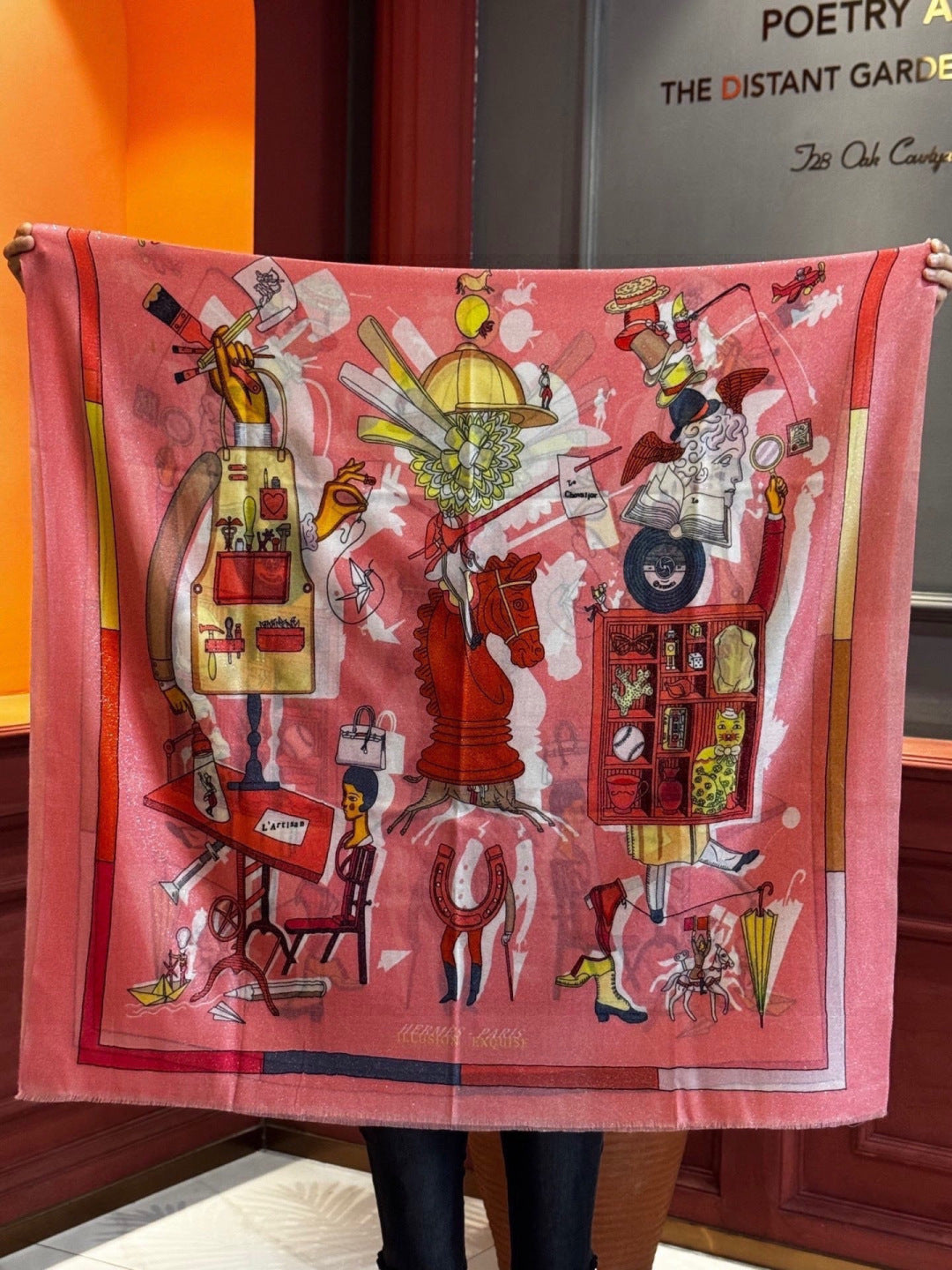 HERMES 26S LONG SCARF 200 IN CASHMERE AND SILK 307234