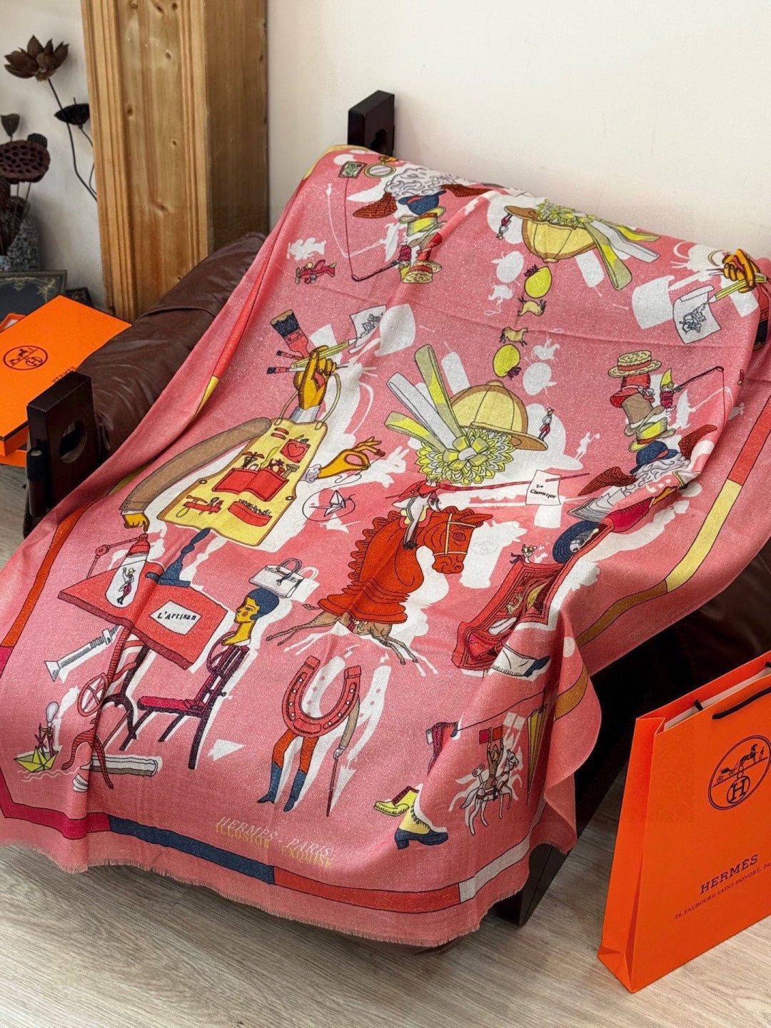 HERMES 26S LONG SCARF 200 IN CASHMERE AND SILK 307234
