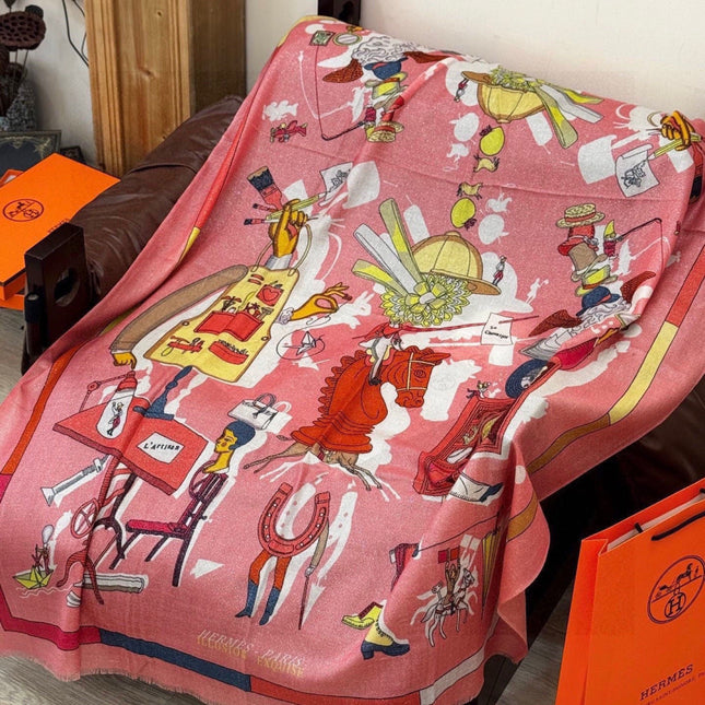 HERMES 26S LONG SCARF 200 IN CASHMERE AND SILK 307234